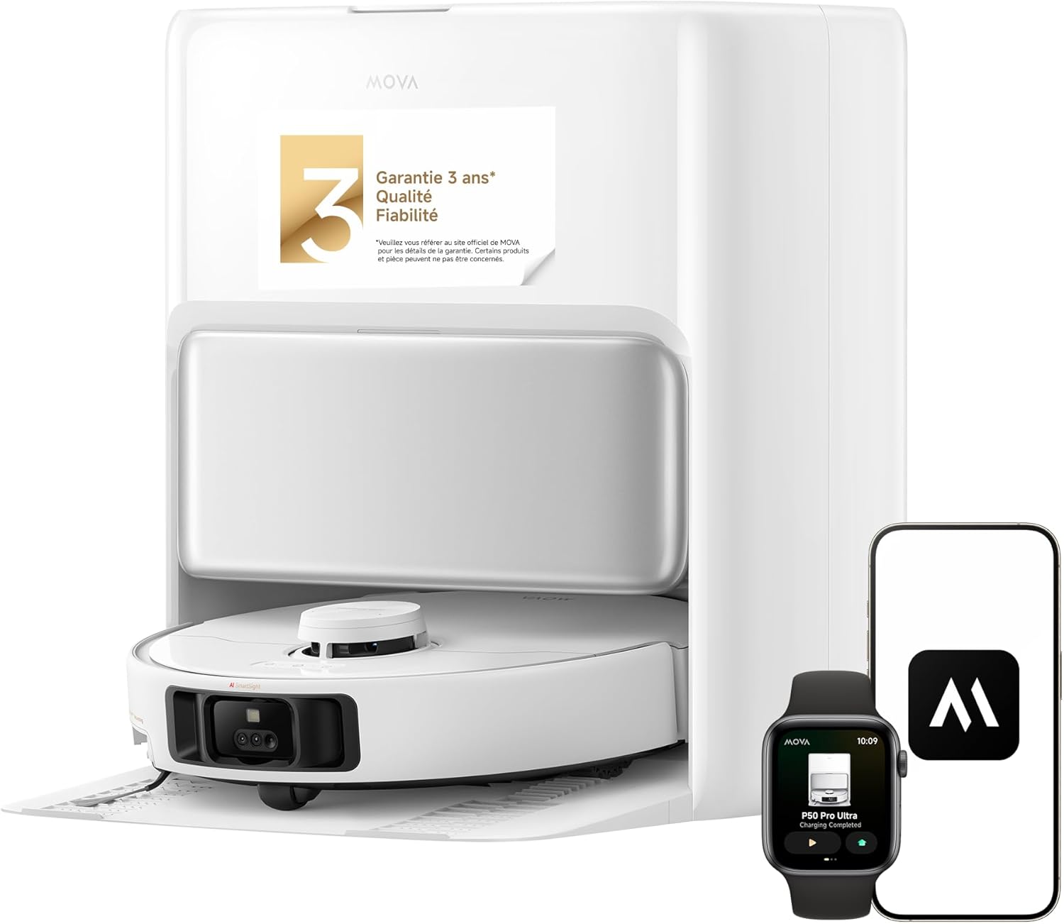 MOVA P50 Pro Ultra Robot Aspirateur, Blanc | Serpillière Flexible, As…