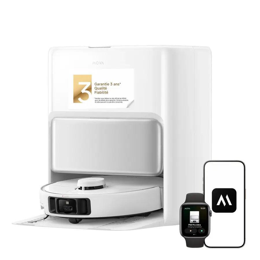 MOVA P50 Pro Ultra Robot Aspirateur, Blanc | Serpillière Flexible, As…