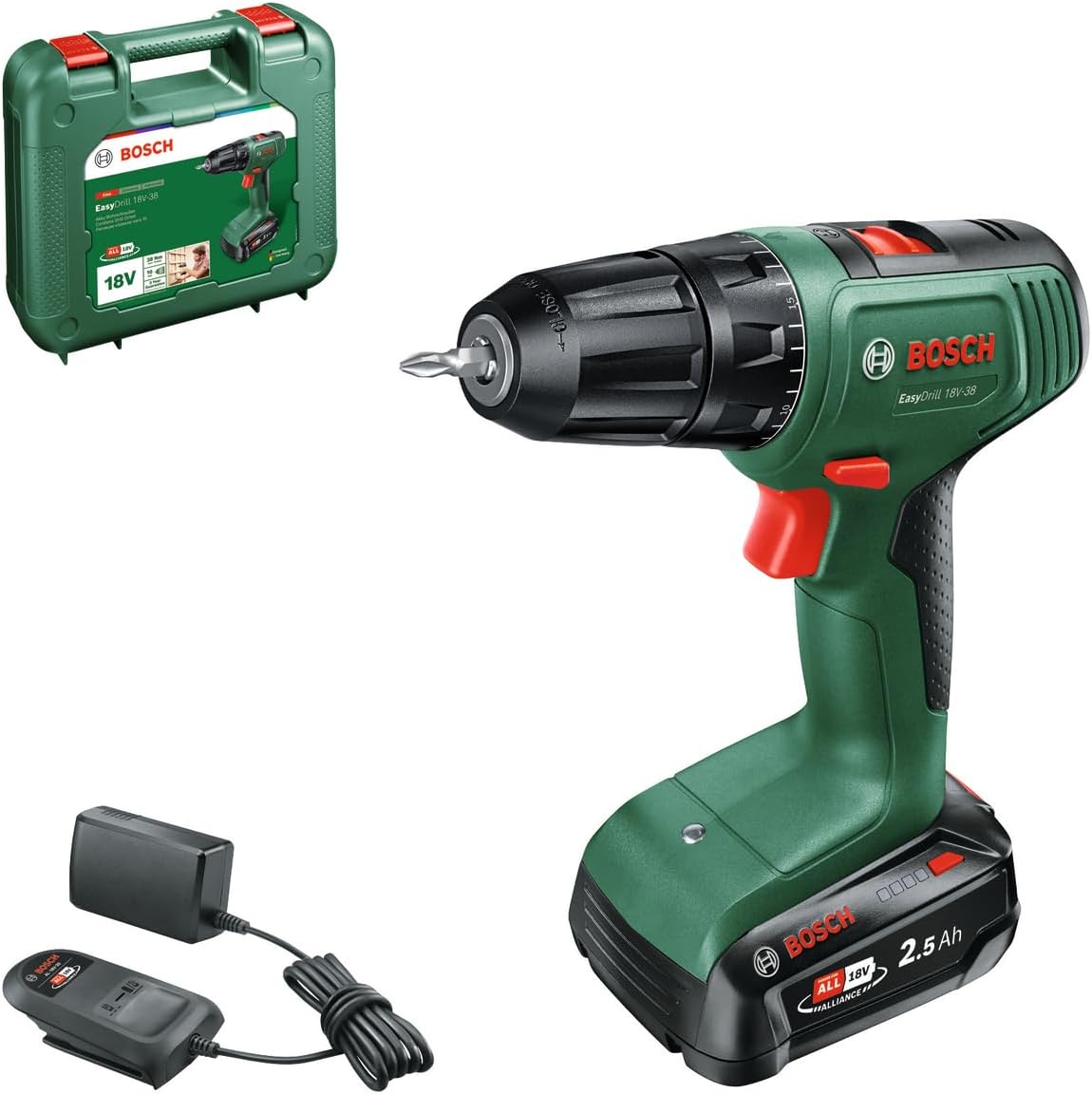 Bosch Perceuse-visseuse à percussion sans fil EasyImpact 18V-38 (1…