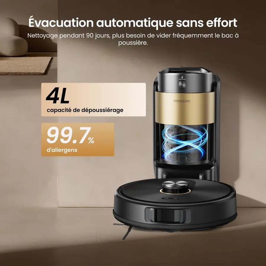Proscenic Q20 Plus Robot Aspirateur Laveur 10000Pa avec Station Sans…